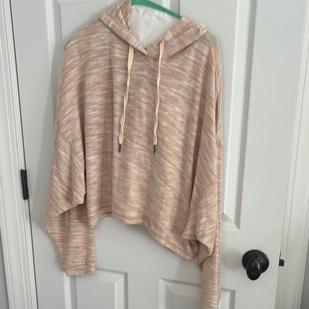 Striped Tan Hooded Women's Top